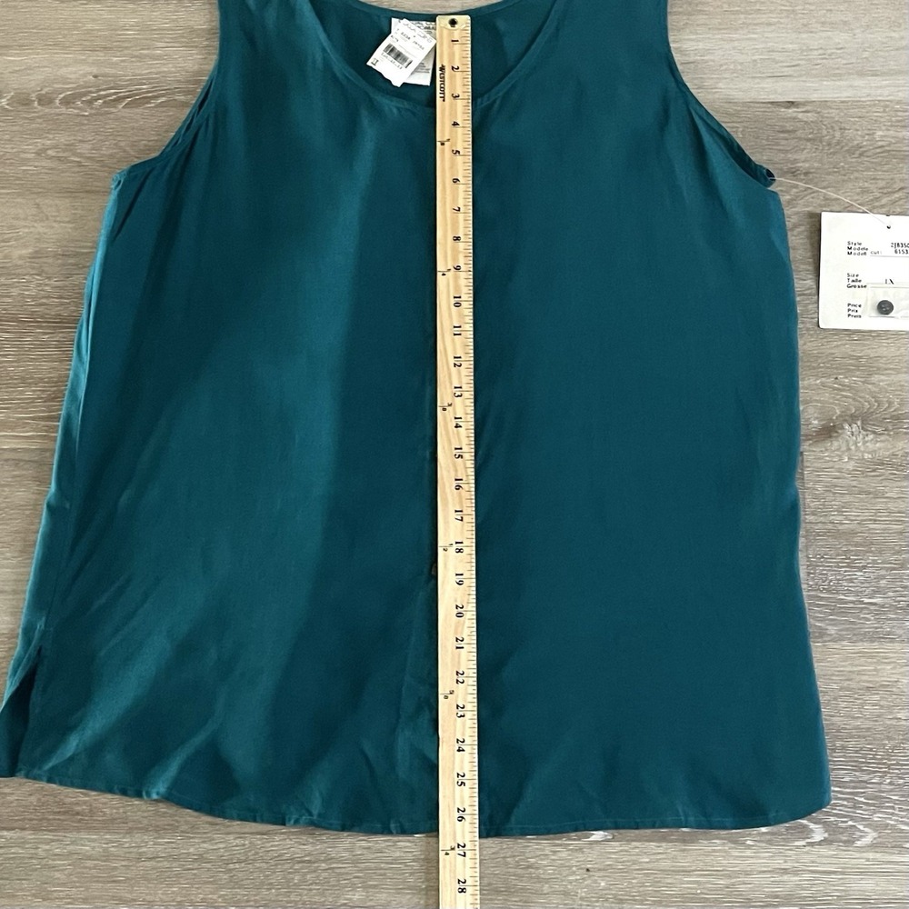 Casual Corner Washable Silk Sleeveless Top Women 1X Deadstock Teal Buttons NWT - Picture 2 of 8